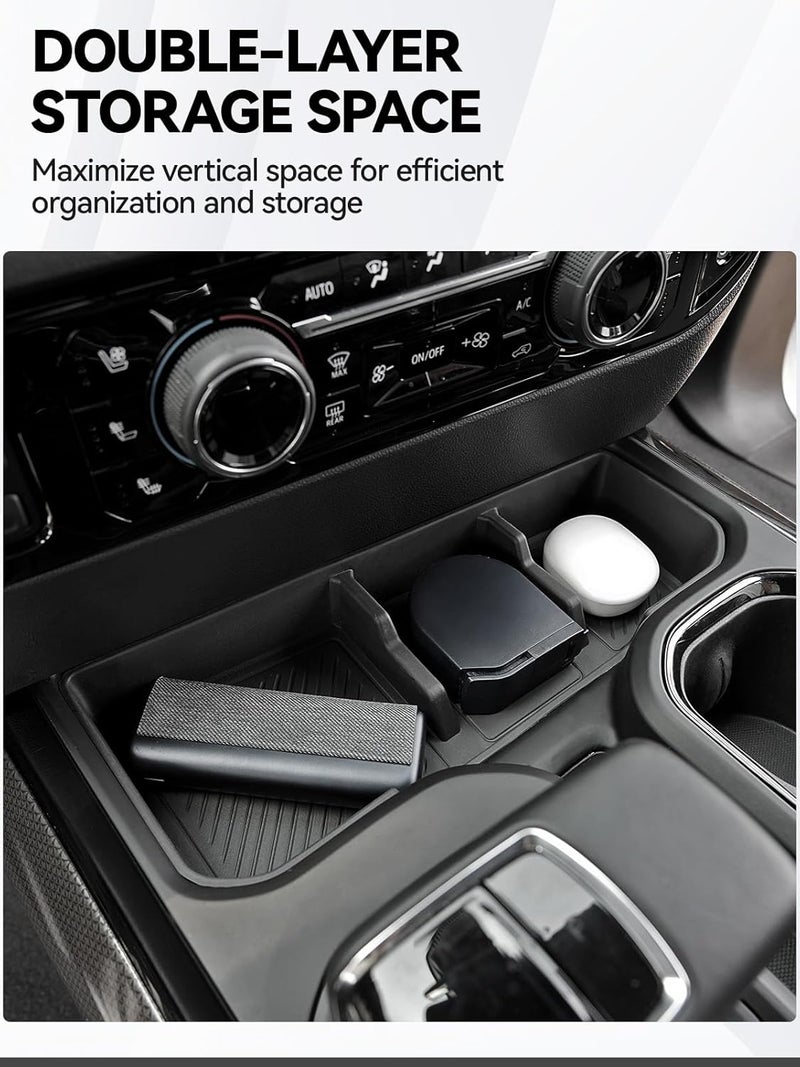 ELECFRESH 2PCS Center Console Organizer Tray for 2022 2023 2024 2025 Chevrolet Silverado Accessories, Armrest Storage Box and Center Console Storage for Chevrolet Silverado - Image 4
